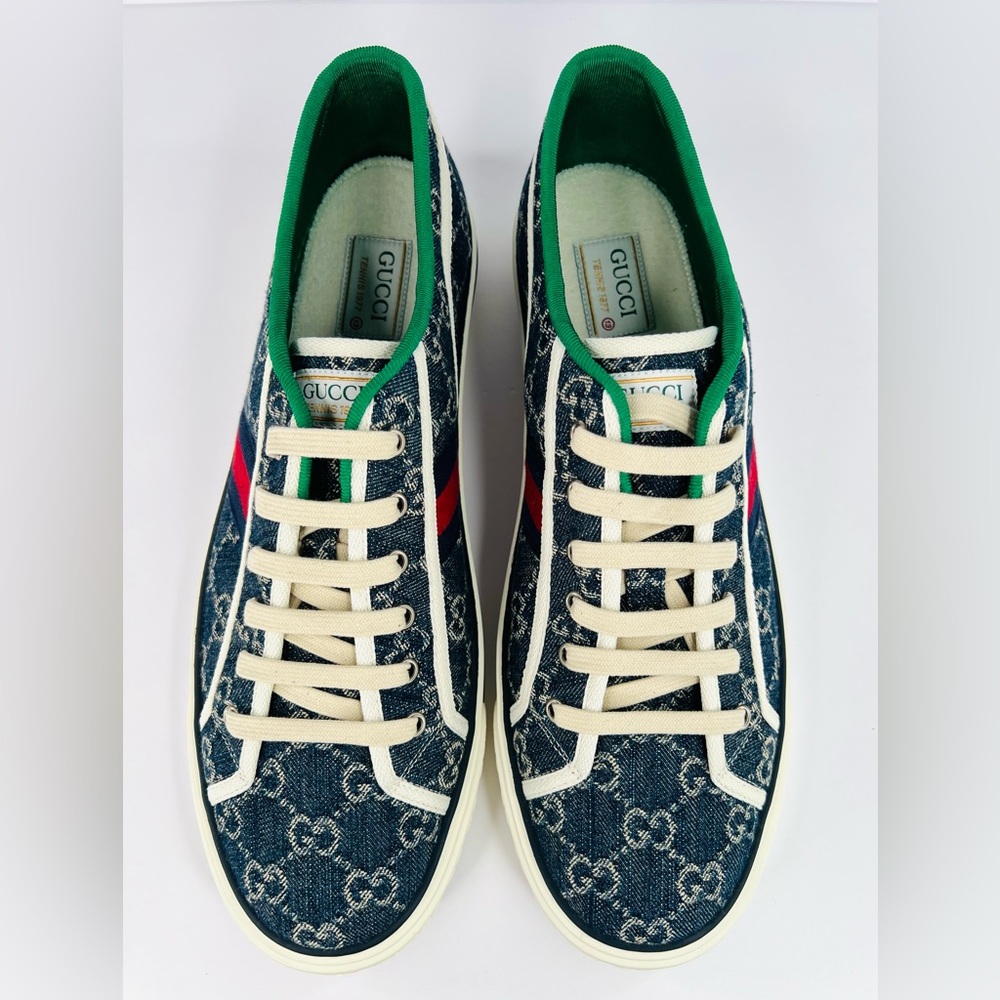 Gucci Tennis 1977 GG Supreme Denim Jacquard Logo Sneaker G 13 - US 13.5 - EU 47 - Picture 9 of 11